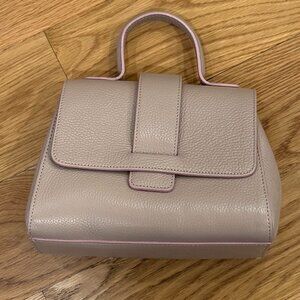 NWT Italian Leather Handbag, Crossbody or Handle, Taupe